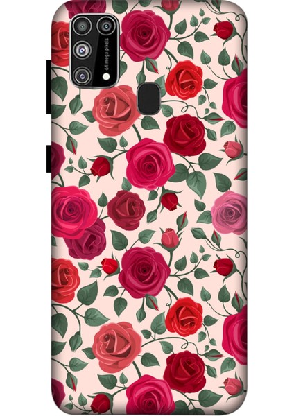Deste Samsung Galaxy M31 Kılıf Kırmızı Güller Baskılı Desenli Silikon Kılıf A++-8028