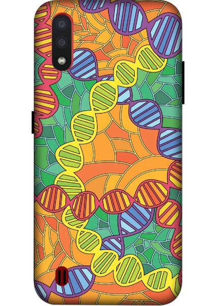 Deste Samsung Galaxy A01 Kılıf Dna Baskılı Desenli Silikon Kılıf A++-8113