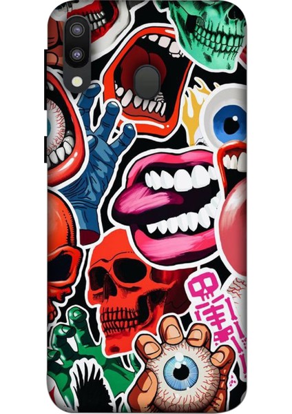 Deste Samsung Galaxy M10 Kılıf Ağız Kurukafa Baskılı Desenli Silikon Kılıf A++-8205