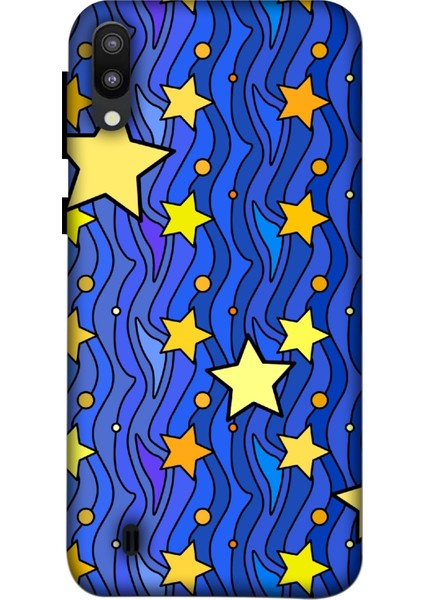 Samsung Galaxy M10 Kılıf Baskılı Yıldız Mavi Desenli Zipax A++ Silikon - 8524