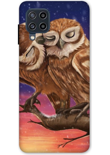 Samsung Galaxy M32 Kılıf Baskılı Baykuş Sevgi Desenli Zipax A++ Silikon - 8585