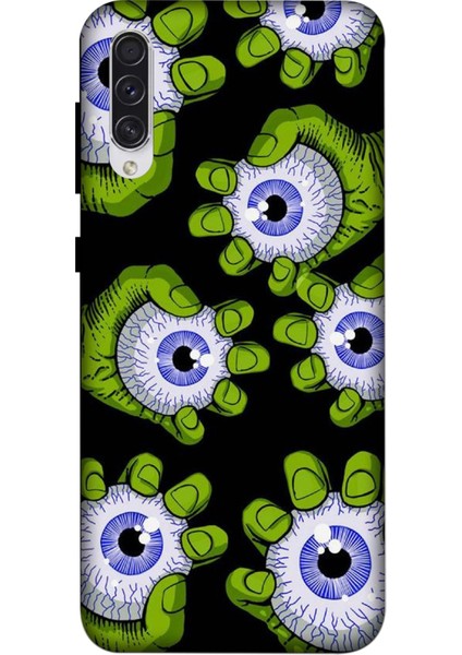 Deste Samsung Galaxy A50S Kılıf El ve Göz Baskılı Desenli Silikon Kılıf A++-8035