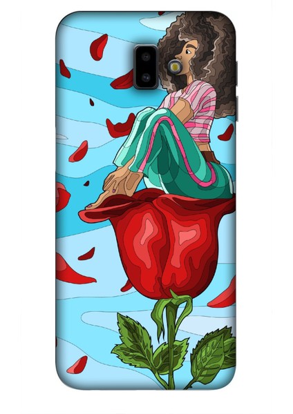 Deste Samsung Galaxy J6 Plus Kılıf Gül ve Kız Baskılı Desenli Silikon Kılıf A++-8139