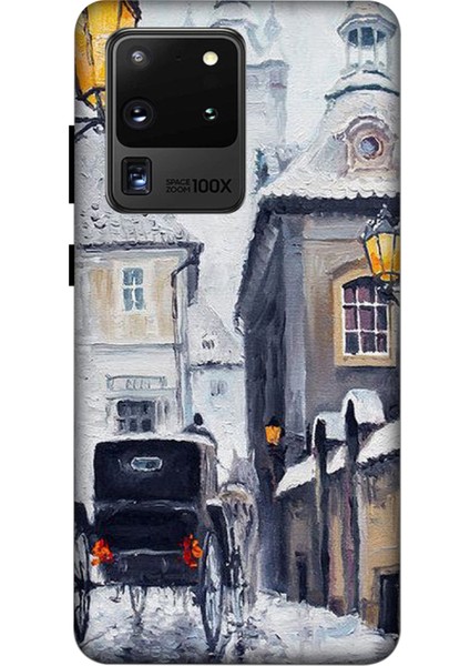Samsung Galaxy S20 Ultra Kılıf Baskılı At Arabası Desenli Zipax A++ Silikon - 8915