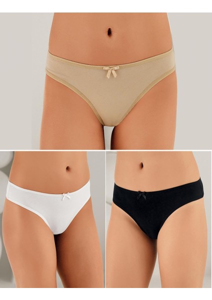 6'lı Likralı Düz Tanga - B3089