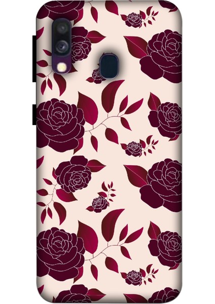 Deste Samsung Galaxy A40 Kılıf Güller Baskılı Desenli Silikon Kılıf A++-8278