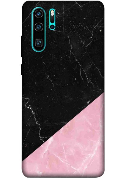 Huawei P30 Pro Kılıf Baskılı Siyahpembe Mermer Desenli Zipax A++ Silikon - 2105