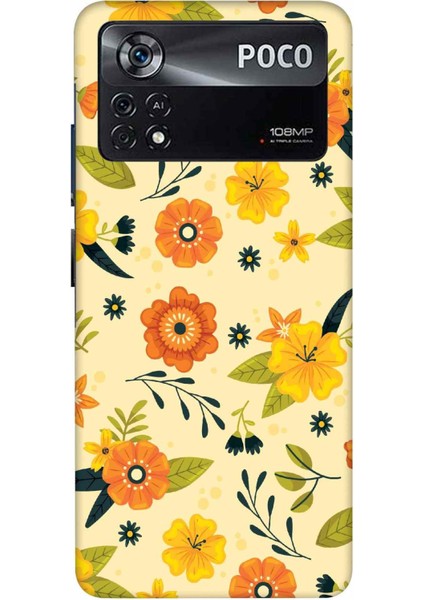 Xiaomi Poco X4 Kılıf Sarı Çiçekler Desenli Hd Baskılıf Silikon Kılıf - Saricicekler