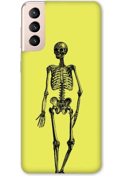 Samsung Galaxy S22 Plus Kılıf Iskelet Sarı Desenli Hd Baskılıf Silikon Kılıf - Iskeletsari