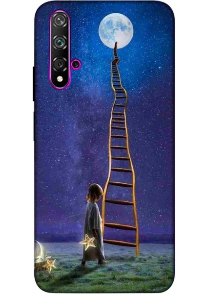 Huawei Nova 5t Kılıf Baskılı Ay Merdiven Desenli Zipax A++ Silikon - 2031
