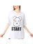 Beyaz Start Baskılı Oversize Tshirt 1