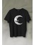 Uzayda Sarılan Ay Aşık Smile Cosmos Gülümsemesi Baskılı Tişört T-Shirt 1
