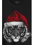 Tiger Wild Cat Kaplan Fesli Noel Şapkalı Yılbaşı Christmas Baskılı Tişört T-Shirt 2