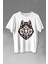 Kurt Kafası Wolf Head Bozkurt Kırmızı Gözlü Baskılı Tişört T-Shirt Beyaz 1