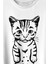 Sevimli Minik Patili Bıyıklı Cat Minnoş Mahçup Üzgün Kedi Baskılı Tişört T-Shirt Beyaz 2
