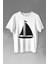 Yelkenli Gemi Silüeti Baskılı Tişört T-Shirt Beyaz 1