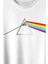 Pink Floyd Prizma Kırılan Işık Tayfı Gök Kuşağı Renkleri Baskılı Tişört T-Shirt Beyaz 2