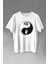Ying Yang Kalp Beyin Yingyang Aşk Mantık Baskılı Tişört T-Shirt Beyaz 1