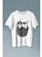 Viking Berber Saç Deseni Hair Design 1902 Baskılı Tişört T-Shirt Beyaz 1