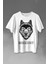 Kırmızı Gözlü Vahşi Kurt Kafası Wolf Head Bozkurt Baskılı Tişört T-Shirt Beyaz 1