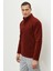 Erkek Bordo Anti-pilling Tüylenme Yapmayan Isı Koruyan Standart Fit Dik Yaka Polar Sweatshirt 1