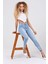 Ön Bölümü Yırtmaçlı Likralı Skinny Jean Pantolon 40164 Buz Mavisi 3