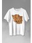 Leopard Face Çıta Lepoar Yüzü Lion Head Baskılı Tişört T-Shirt Beyaz 1