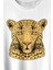 Leopard Face Çıta Lepoar Yüzü Lion Head Baskılı Tişört T-Shirt Beyaz 2
