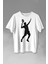 Tennis Player Tenis Raket Oyuncusu Silüet Baskılı Tişört T-Shirt Beyaz 1