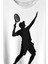 Tennis Player Tenis Raket Oyuncusu Silüet Baskılı Tişört T-Shirt Beyaz 2