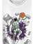 Uzayda Satürn Gezegeni Yanında Basketbol Oynayan Astronot Baskılı Tişört T-Shirt Beyaz 2