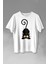 Küçük Sevimli Yavru Siyah Kedi Düşünceli Hayvan Baskılı Tişört T-Shirt Beyaz 1