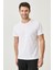 AC&Co / Altınyıldız Classics Erkek Beyaz-Lacivert-Siyah-Haki-Gri Melanj Slim Fit Bisiklet Yaka %100 Pamuk 5'li Tişört Paketi