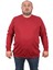 Mocgrande Büyük Beden Sweatshirt Bisiklet Yaka Deri Arma 22703-BORDO 2