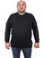 Mocgrande Büyük Beden Sweatshirt Bisiklet Yaka Deri Arma 22703-SIYAH 2