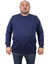 Mocgrande Büyük Beden Sweatshirt Bisiklet Yaka Deri Arma 22703-LACIVERT 2