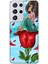 Deste Samsung Galaxy S21 Ultra Kılıf Gül ve Kız Baskılı Desenli Silikon Kılıf A++-8139 1