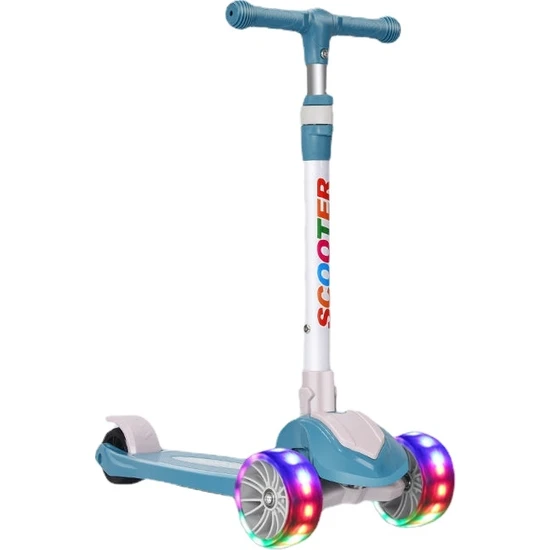 Blue Global Çocuk Scooter LED Üç Tekerlekli Katlama Kaldırılabilir(Yurt Dışından)