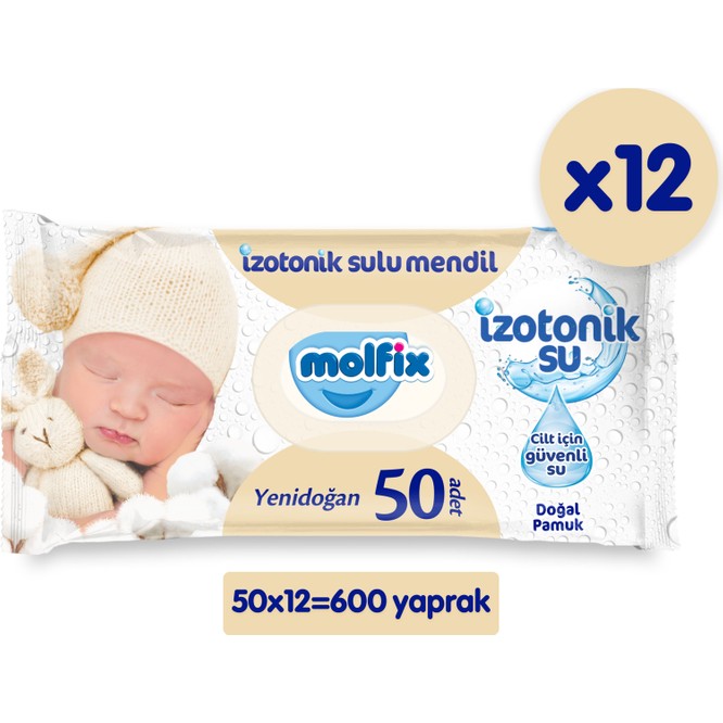 Molfix İzotonik Sulu Yenidoğan Islak Havlu 12'li ( 600 Yaprak )