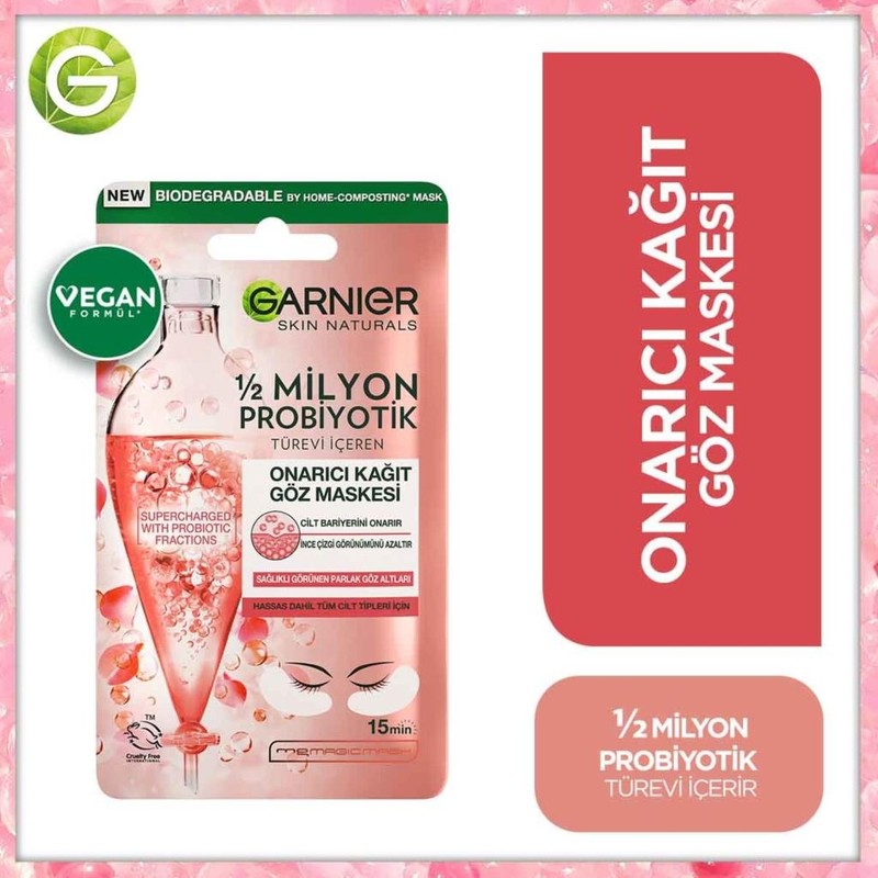 Garnier Onarıcı Kağıt Göz Maskesi 1/2 Milyon Probiyotik Türevi İçeren Tüm Cilt Tipleri İçin