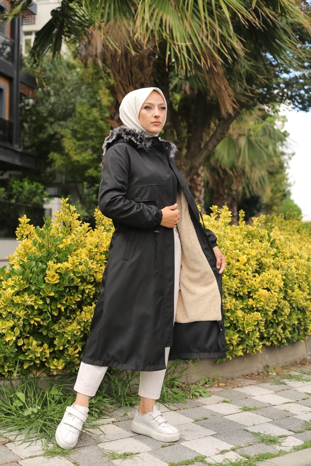 Vibeys Collection Siyah Içi Kürklü ve Su Geçirmez Kadın Kışlık Mont & Kaban görsel 2