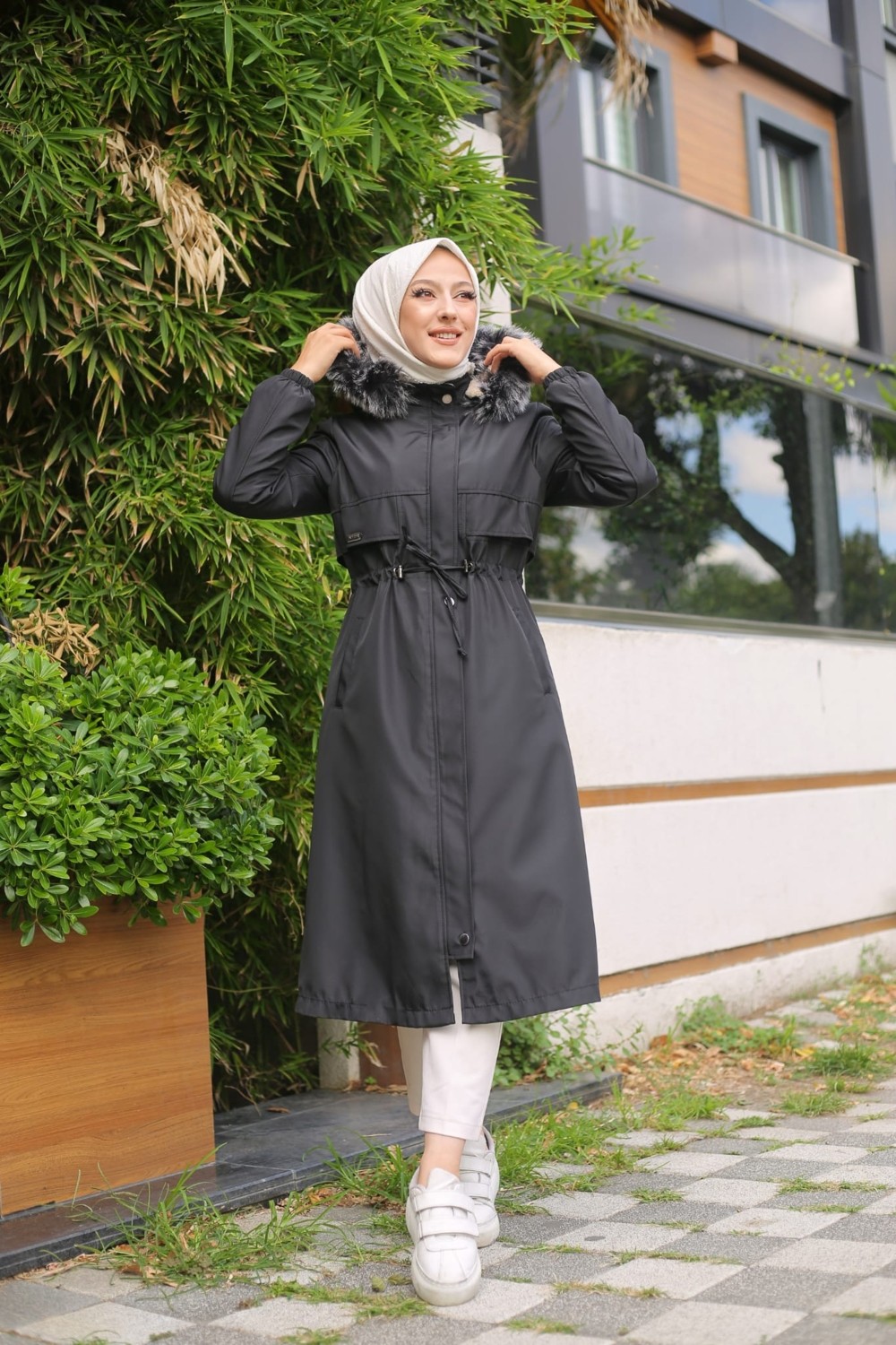 Vibeys Collection Siyah Içi Kürklü ve Su Geçirmez Kadın Kışlık Mont & Kaban görsel 3
