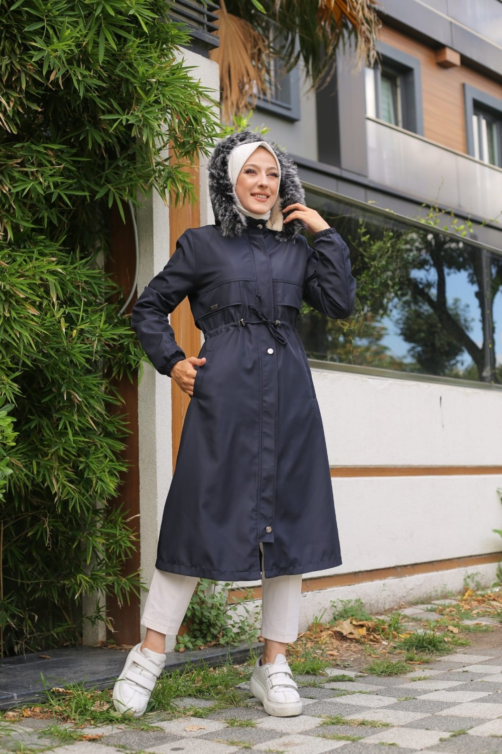 Vibeys Collection Siyah Içi Kürklü ve Su Geçirmez Kadın Kışlık Mont & Kaban görsel 6