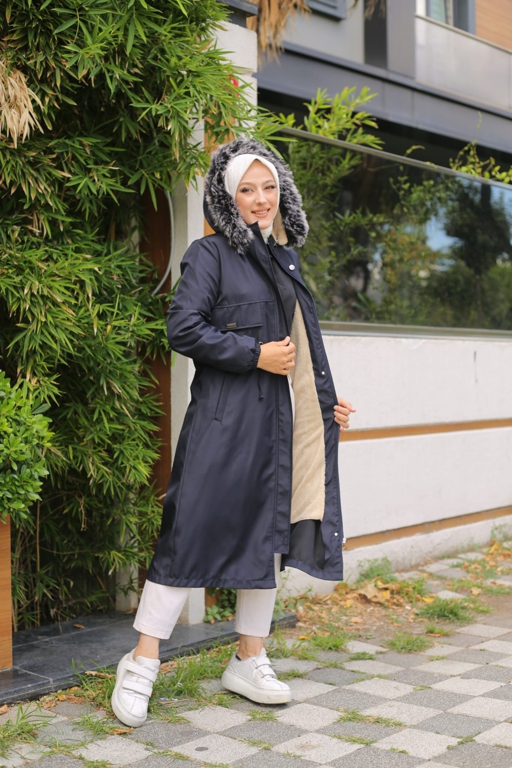 Vibeys Collection Siyah Içi Kürklü ve Su Geçirmez Kadın Kışlık Mont & Kaban görsel 7