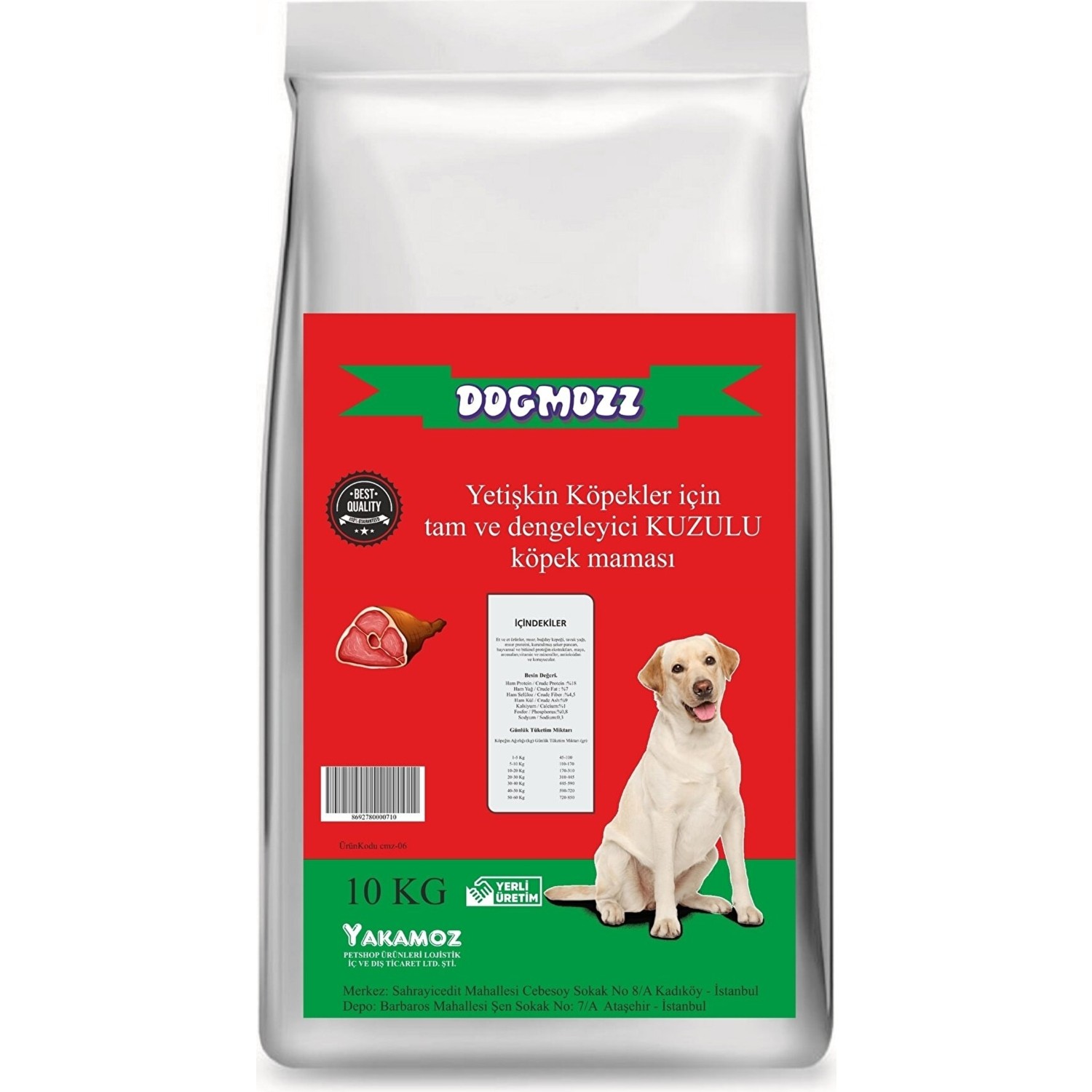 Dogmozz Classic Kuzulu Köpek Maması 10 kg