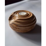 Ahşap Yuvarlak Mumluk & Zeytin Ağacı Ahşap Masif Mumluk (15çap-8cm)