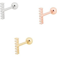 Erer Gümüş Gümüş Taşlı Tragus Kıkırdak Piercing Tek Küpe HS16T36E