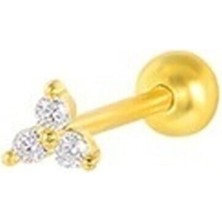 Erer Gümüş Gümüş 3 Taş Piercing Tragus Kıkırdak Küpe