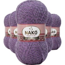 Nako 5 Adet Angora Lüks El Örgü Ipi Lila Muline 21360