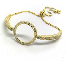 Erer Gümüş Gümüş Çeyrek Altın Konulan Çerçeveli Bileklik